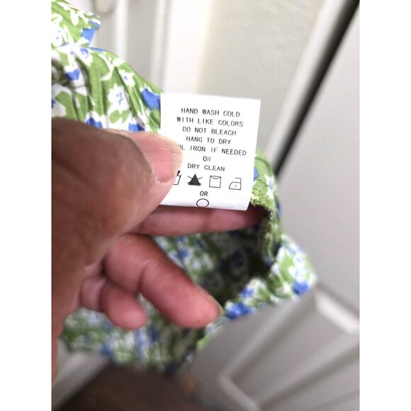 Code Mode Green Floral Tiered Ruffle Fary Tale Dress Puff Sleeves Size S - Picture 9 of 9